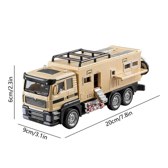 ToyKingdee Diecast Adventure RV Truck Toy, Interactive Camper Vehicle with Fold-Out Features for Kids' Imaginative Travel Play