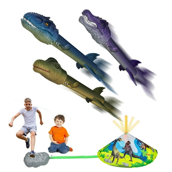 ToyKingdee Dinosaur Rocket Launcher, Rockets with Launcher Pad, Launch Up to 100 Ft, Dinosaur Toys, Outdoor Toys, Birthday Gifts