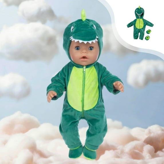 ToyKingdee Doll Clothes Hooded Cute Doll Clothes Animal Design Pajamas with Shoes Zippered Tailed