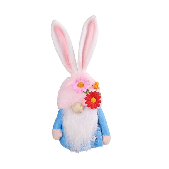 ToyKingdee Easter Bunny Ear Gnome Plush Ornament, Whimsical Floral Stuffed Decor for Home and Gifting
