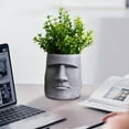thumbnail image 1 of ToyKingdee Easter Island Moai Head Planter Pot, Human Face Flower Pot for Desktop Home Decor, Cool Moai Figurines Pen and Brush Holder, 1 of 6