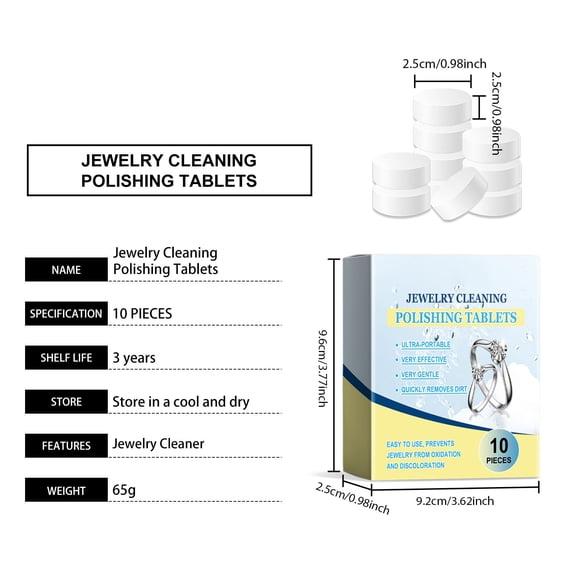 ToyKingdee Effervescent Jewelry Cleaning Tablets for Rings, Necklaces, and Gemstones, Quick Brightening at Home
