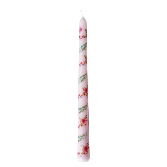 ToyKingdee Elegant Printed Floral Taper Candles for Weddings, Romantic Dinners, and Home Decor
