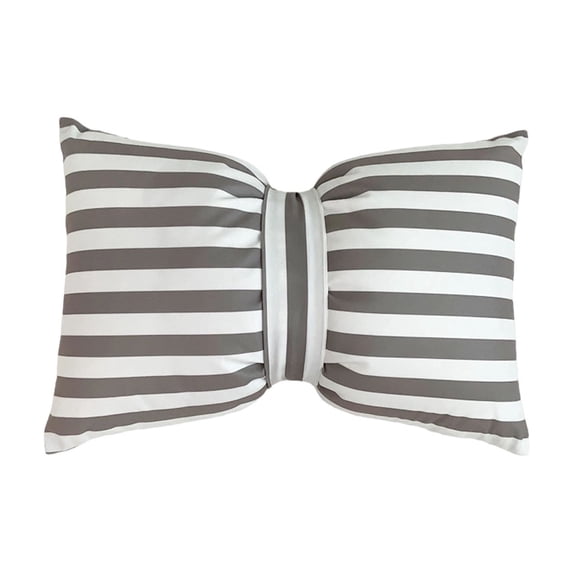 ToyKingdee Elegant Striped Bow-Decorated Bolster Pillow, Soft Velvet Decorative Cushion for Sofa, Bed & Home Styling