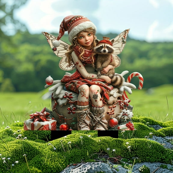 ToyKingdee Fairy Garden Stake Decor, 2D Flat Acrylic Fairy Garden Decor Panel, Elf Yard Sign for Outdoor Indoor Yard Lawn Plants Pots, Fairy Garden Accessories