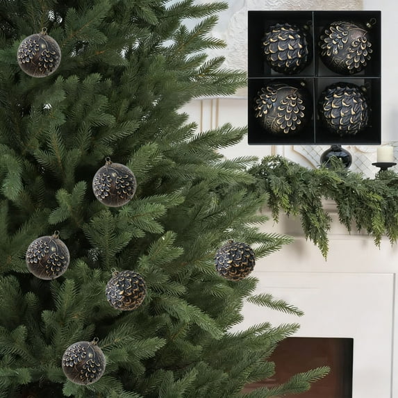 ToyKingdee Farmhouse Ball Ornaments Distressed Metal Glass Ball Vintage Style Christmas Balls Retro Glass Ornaments for Christmas Tree