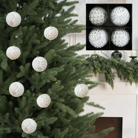 ToyKingdee Farmhouse Ball Ornaments Distressed Metal Glass Ball Vintage Style Christmas Balls Retro Glass Ornaments for Christmas Tree