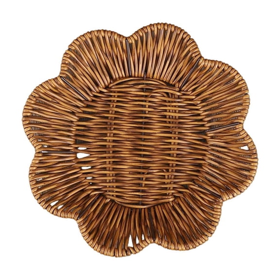 ToyKingdee Floral-Shaped Woven Rattan Charger Plate, Decorative Table Mat for Home Dining & Entertaining