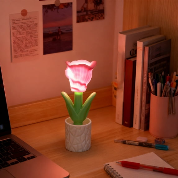 ToyKingdee Flower Desk Lamp,Rose Freesia Ambient Lighting - Floral Lamp Cute Night Light | for Desk Bedroom Bedside Nightstand Home Decor Office Dorm Apartment Party Birthday