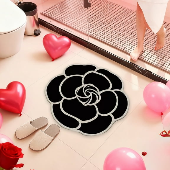 ToyKingdee Flower Shape Elegant Diatomaceous Earth Bath Mat Alien Non-Slip Soft, Absorbent Quick-Drying Stone Bath Mat Easy Storage Medium Thickness Bathtubs