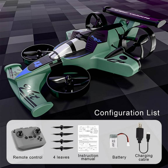 ToyKingdee Foam Remote Control Drift Car, Land And Air Dual-Mode Gravity Sensing Stunt, Colorful Lighting, Rechargeable Model, Drop-Resistant Green