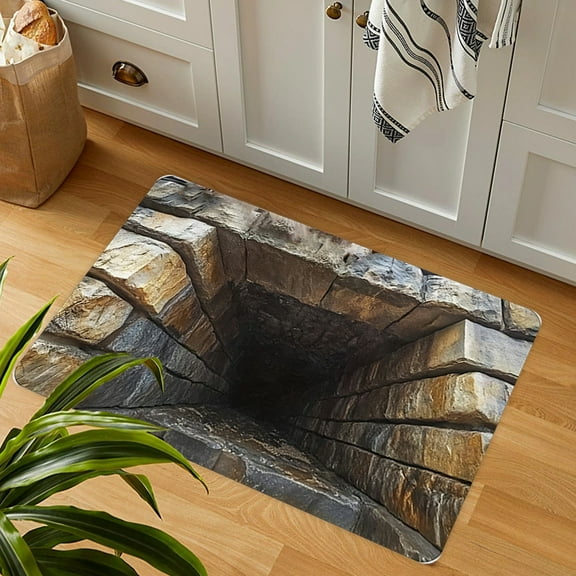 ToyKingdee Front Door Mat, 3D Optical Illusion All-Weather Doormat, Optical Illusion Rug Ground Crack Illusion Rug 3D Rugs, Patio Porch Entryway Mat