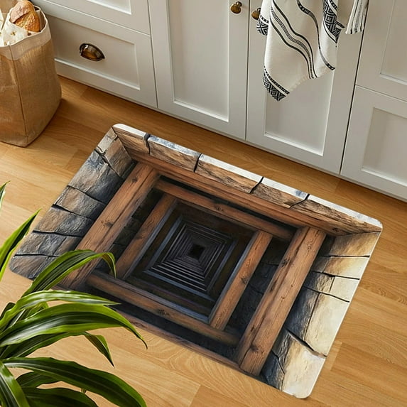 ToyKingdee Front Door Mat, 3D Optical Illusion All-Weather Doormat, Optical Illusion Rug Ground Crack Illusion Rug 3D Rugs, Patio Porch Entryway Mat