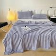 thumbnail image 1 of ToyKingdee Full Size Blanket for Bed, Soft & Warm Fleece Light Blue Blanket, Decorative and Giftable Striped Blankets, 1 of 6