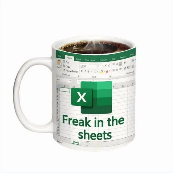 ToyKingdee Funny Excel Coffee Mug, Freak In The Sheets Mug, Spreadsheet Excel Cup, Gifts for CPA CFO Coworkers Accounting Boss Friends, Novelty Gifts for Birthday Christmas