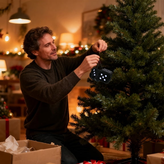 ToyKingdee Fuzzy Dice for Car Rear View Mirror, Plush Dice Retro Hanging Ornaments Car Interior Rearview Mirror Decor Accessories