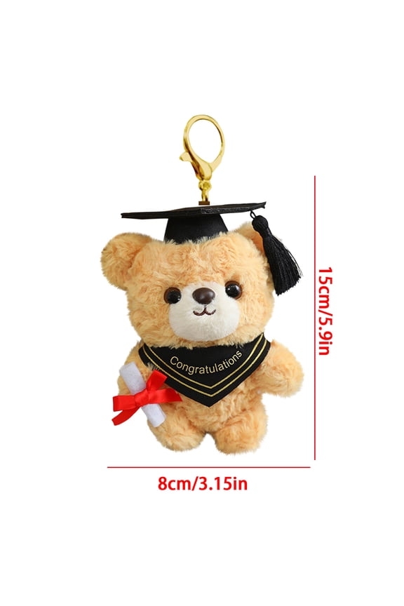 Graduation Teddy Bear Plush Keychain, Cute Stuffed Bear with Mortarboard, Commencement Gift for Graduates, Portable Backpack Accessory