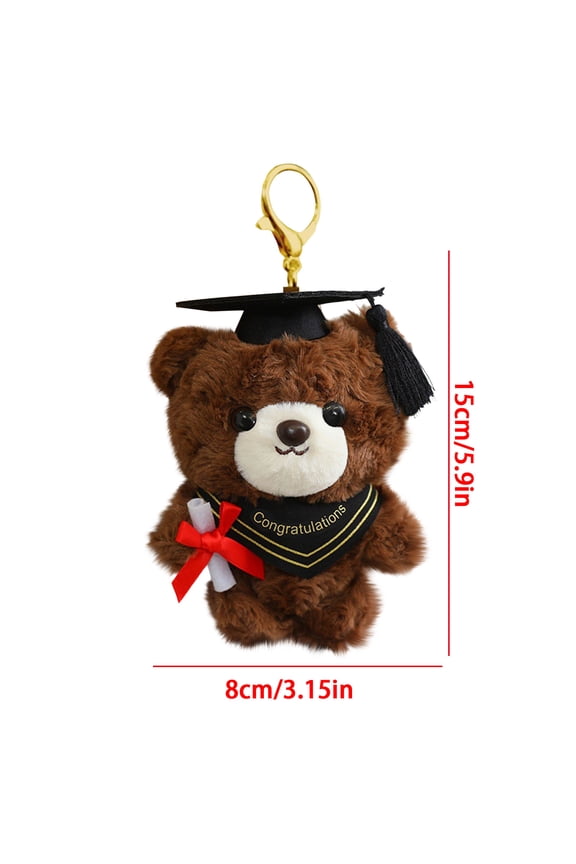 Graduation Teddy Bear Plush Keychain, Cute Stuffed Bear with Mortarboard, Commencement Gift for Graduates, Portable Backpack Accessory