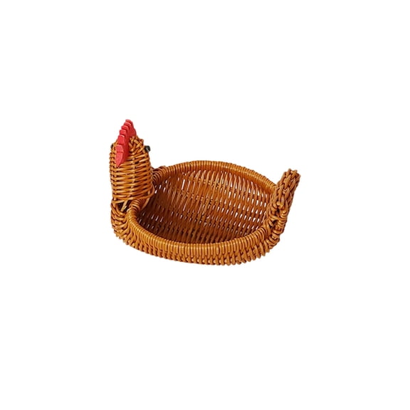 ToyKingdee Handwoven Rooster-Shaped Storage Basket, Decorative Wicker Organizer for Kitchen and Home Use