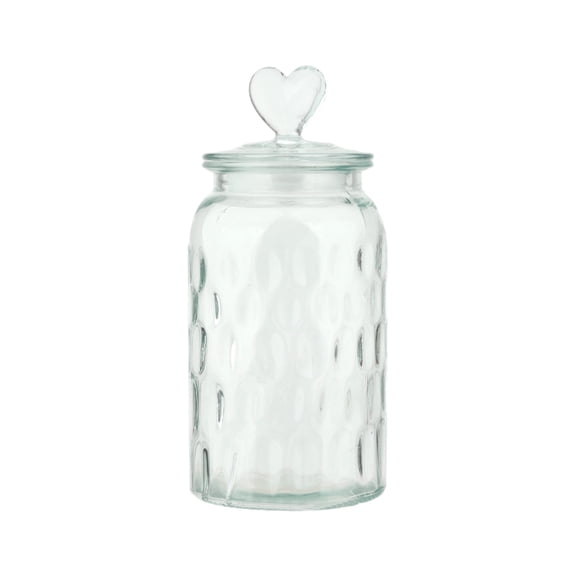 ToyKingdee Heart-Topped Airtight Glass Storage Jar, Decorative Kitchen Container for Dry Goods, Snacks and Tea Organization