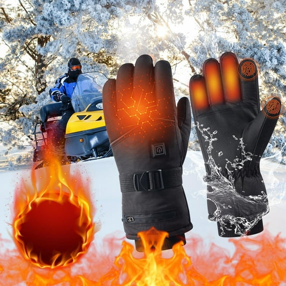 ToyKingdee Heated Gloves for Men Women, Rechargeable Electric Heated Gloves, Waterproof Windproof Motorcycle Heating Gloves for Winter Work Skiing