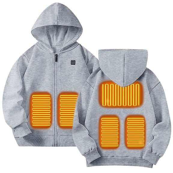 ToyKingdee Heated Hoodie Sweatshirt 5 Heating Zones Full-Zip Hooded Jacket Boys Girls Youth Winter Electric Heating Sweater