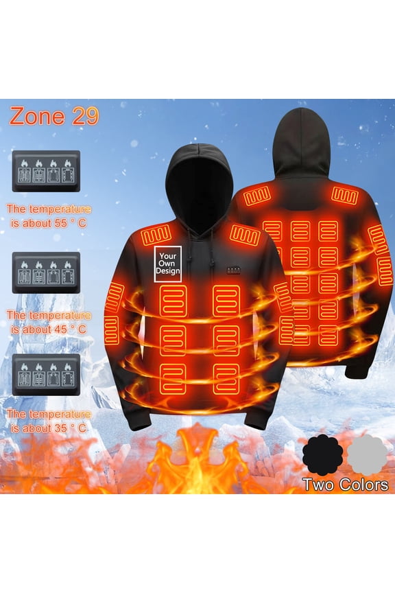 Heated Hoodie for Men, Electric Heating Sweatshirt with Fleece Lining, Winter Thermal Pullover Sweater