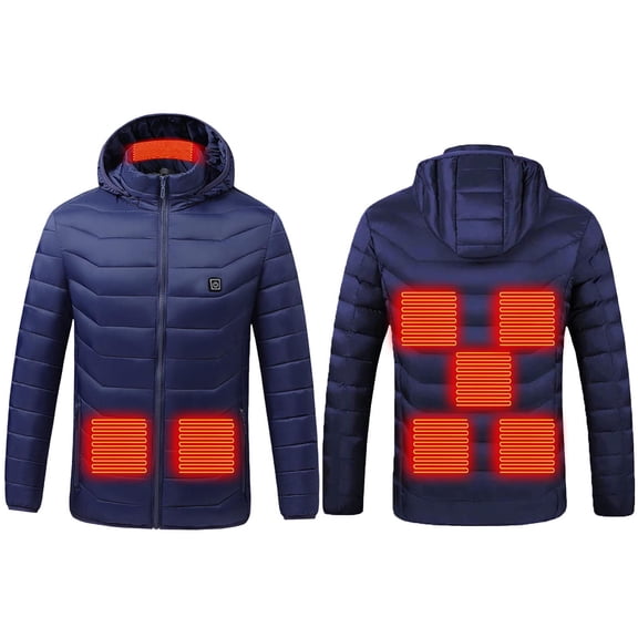 ToyKingdee Heated Jackets for Men Women Windproof Multi-Zone Heating Winter Coats Detachable Hood USB Charging Jacket Unisex