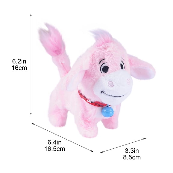 ToyKingdee Interactive Walking Donkey Plush Toy with Bell, Cute Animated Stuffed Animal for Kids, Fun Playtime Companion for Toddlers