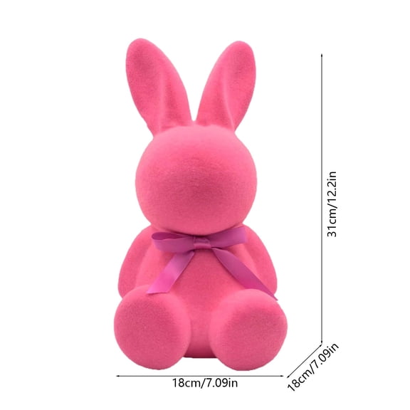 ToyKingdee Large Flocked Easter Bunny Decor, Soft Velvet Finish Holiday Decorative Figure