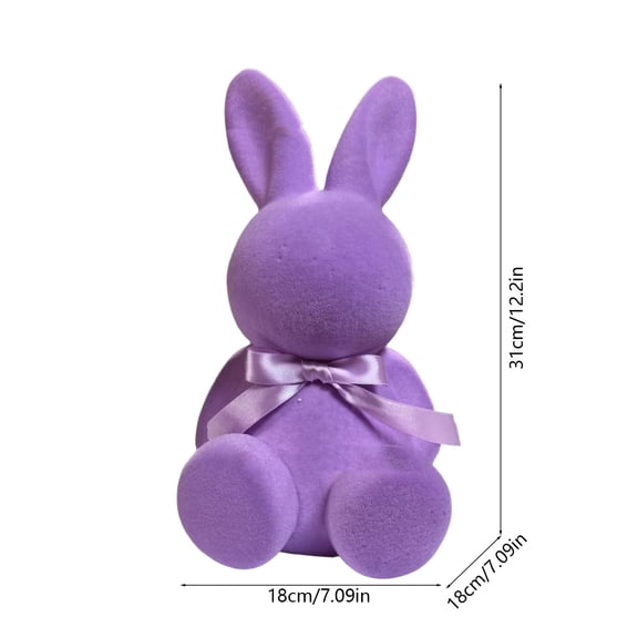 ToyKingdee Large Flocked Easter Bunny Decor, Soft Velvet Finish Holiday Decorative Figure