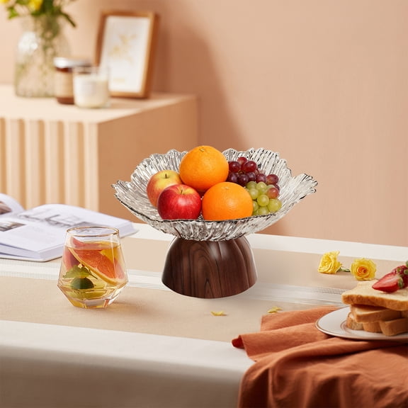 ToyKingdee Large Glass Fruit Bowl for Kitchen Counter Decorative Centerpiece Bowl for Table Home Déco, Clear Hammered