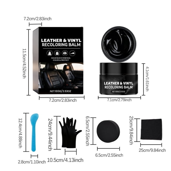 ToyKingdee Leather and Vinyl Recoloring Balm, Professional Black Leather Repair for Cars, Sofas, and Bags