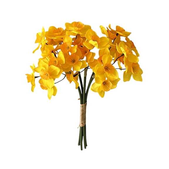 ToyKingdee Lifelike Artificial Daffodil Bouquet, Versatile Faux Floral Decor for Home, Wedding & Photography
