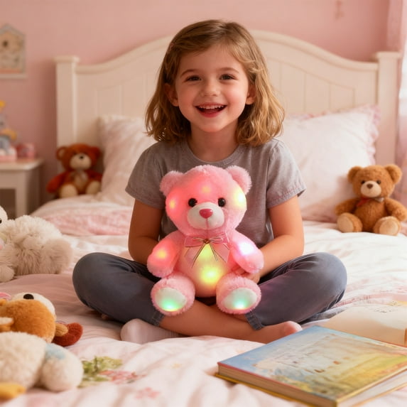 ToyKingdee Light up Teddy Bear LED Stuffed Animal Soft Nightlight Glow Bear Plush Toy Gifts Birthday Christmas