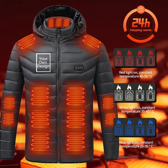 ToyKingdee Men's Heated Jacket Rechargeable with 29 Heating Zones Winter Warm Outdoor Electric Heat Puffer Jackets Insulated Coat