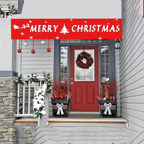 ToyKingdee Merry Christmas Banner Christmas Banner for Outside Holiday Xmas Backdrop Yard Decorations