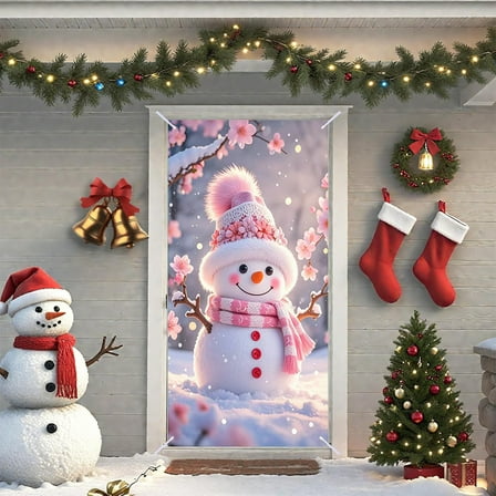 ToyKingdee Merry Christmas Door Cover Holiday Front Porch Door Banners Decoration Christmas Tree Ornaments for Sign Background Holiday Party Indoor Outdoor Decor