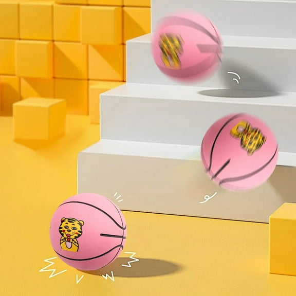 ToyKingdee Mini Rubber Basketball Decompression Venting High Elastic Hollow Creative Fingertip Basketball High Elastic Small Basketball Pink