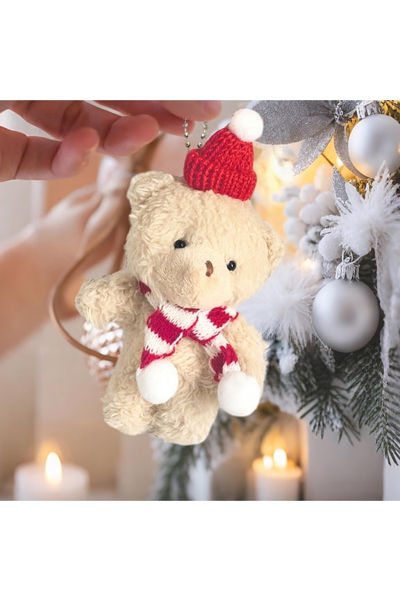 Mini Stuffed Bears Small Stuffed Animals Keychain 6 Inch Plush Bear with Scarf Hat Tiny Doll for Birthday Christmas Party Decorations Craft