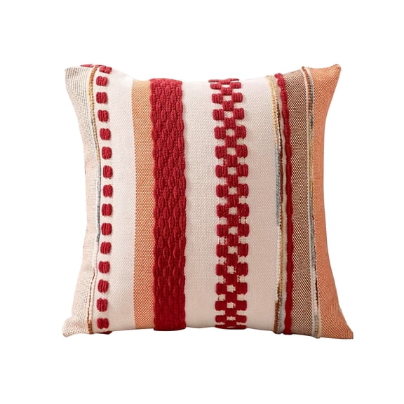 ToyKingdee Modern Boho Striped Embroidered Throw Pillow, Textured Accent Cushion for Living Room and Bedroom Decor