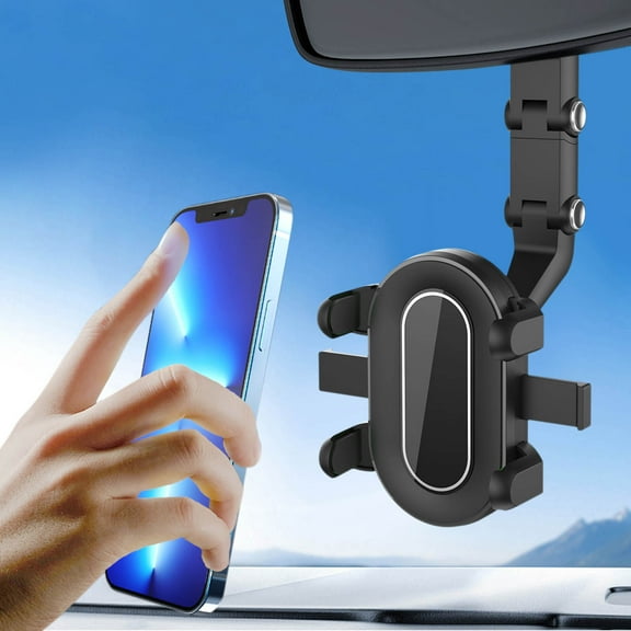 ToyKingdee Phone Holder Car, Rear View Mirror Phone Holder - Mount Multi-Angle Adjustment Rotatable and Retractable