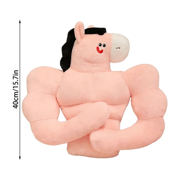 ToyKingdee Muscle Horse Plush with Buff Body, Funny Stuffed Animal for Kids and Novelty Gifting