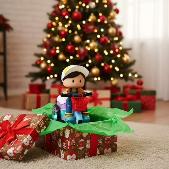 ToyKingdee Musical Riding Simulation Toy - 360 Degree Rotating Stunt Trike, Dynamic Light Up Game Cycle | Interactive Play Experience