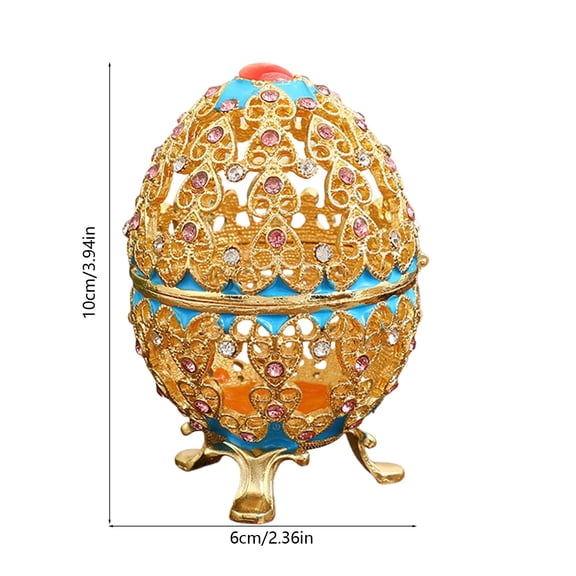 ToyKingdee Ornate Crystal-Encrusted Egg-Shaped Trinket Box, Decorative Jewelry Storage Container with Stand, Elegant Home Accent for Vanity and Tabletop