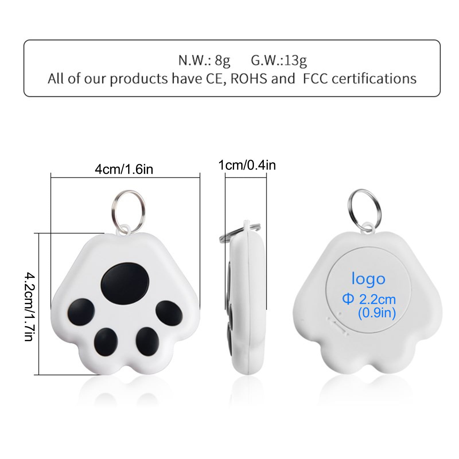 ToyKingdee Paw-Shaped Mini Bluetooth Anti-Lost Locator, Smart Tracking ...