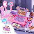 thumbnail image 1 of ToyKingdee Play Calculator Cash Register Toy Gift, Pretend Grocery Store Playset, Incl Microphone, Credit Card, Scanner, Fake Food, Play Money, 1 of 7