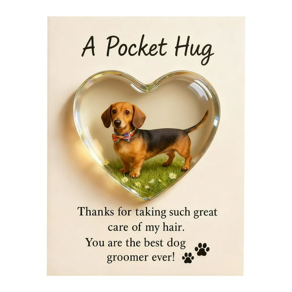 ToyKingdee A Pocket Hug for Dog Groomers, Thank-You Groomer Appreciation Gifts, Nice Groomers Glass Heart Pocket Hug Token Gift, Pet Grooming Salon Heart-warming Keepsake