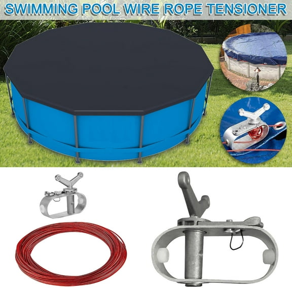 ToyKingdee Pool Cover Cable & Winch - Pool Cover Cable and Ratchet for Securing Above Ground Swimming Pool Covers