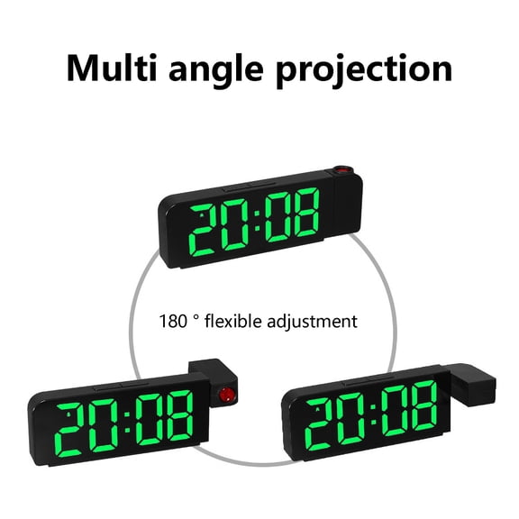 ToyKingdee Projection Alarm Clock for Bedroom, 180° Rotatable LED Digital Clock with Ceiling/Wall Projection, USB Charging, Dual Alarms & Battery Backup